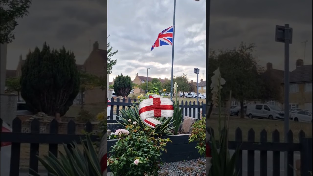 flying the union jack national  flag of the United kingdom 