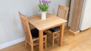 Minsk small square solid oak table Winchester leather chairs set