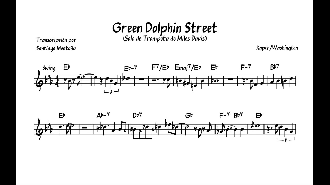 Miles Davis ¨On Green Dolphin Street¨ - Trumpet Solo (Transcription C) -  YouTube