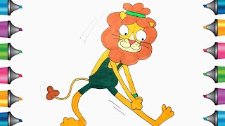 Drawing, Painting, Coloring Fitness Lion from The Animanimals | Colorbook | crayons paint