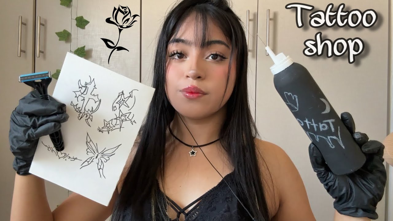 ASMR te hago tatuajes roleplay ESTUDIO de TATUAJES 🪒♣️