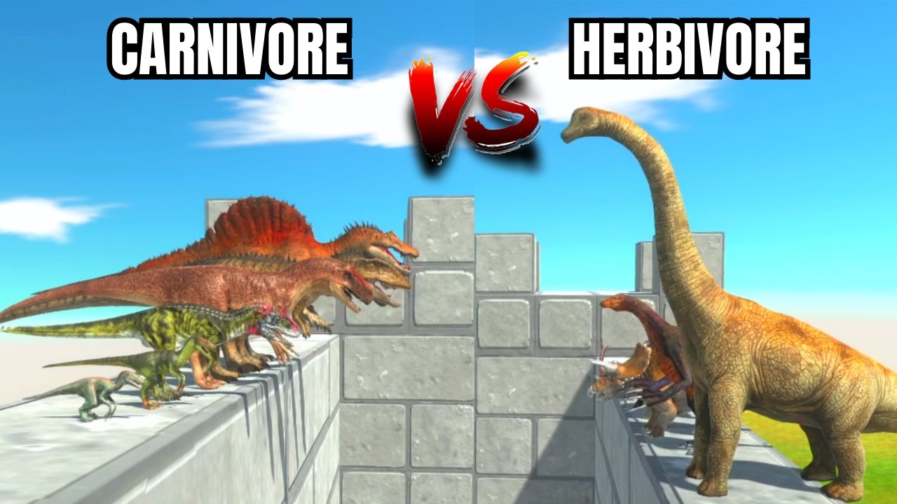 Carnivore Dinosaur VS Herbivore Dinosaur (WHO WILL BE THE WINNER) - Animal Revolt Battle Simulator