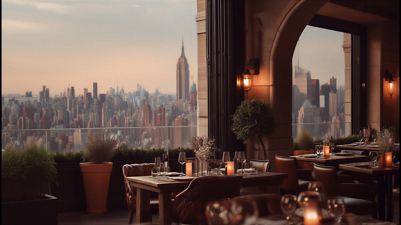 NYC Rooftop Lounge 🌇 Golden Hour Jazz for Dinner & Relax - YouTube