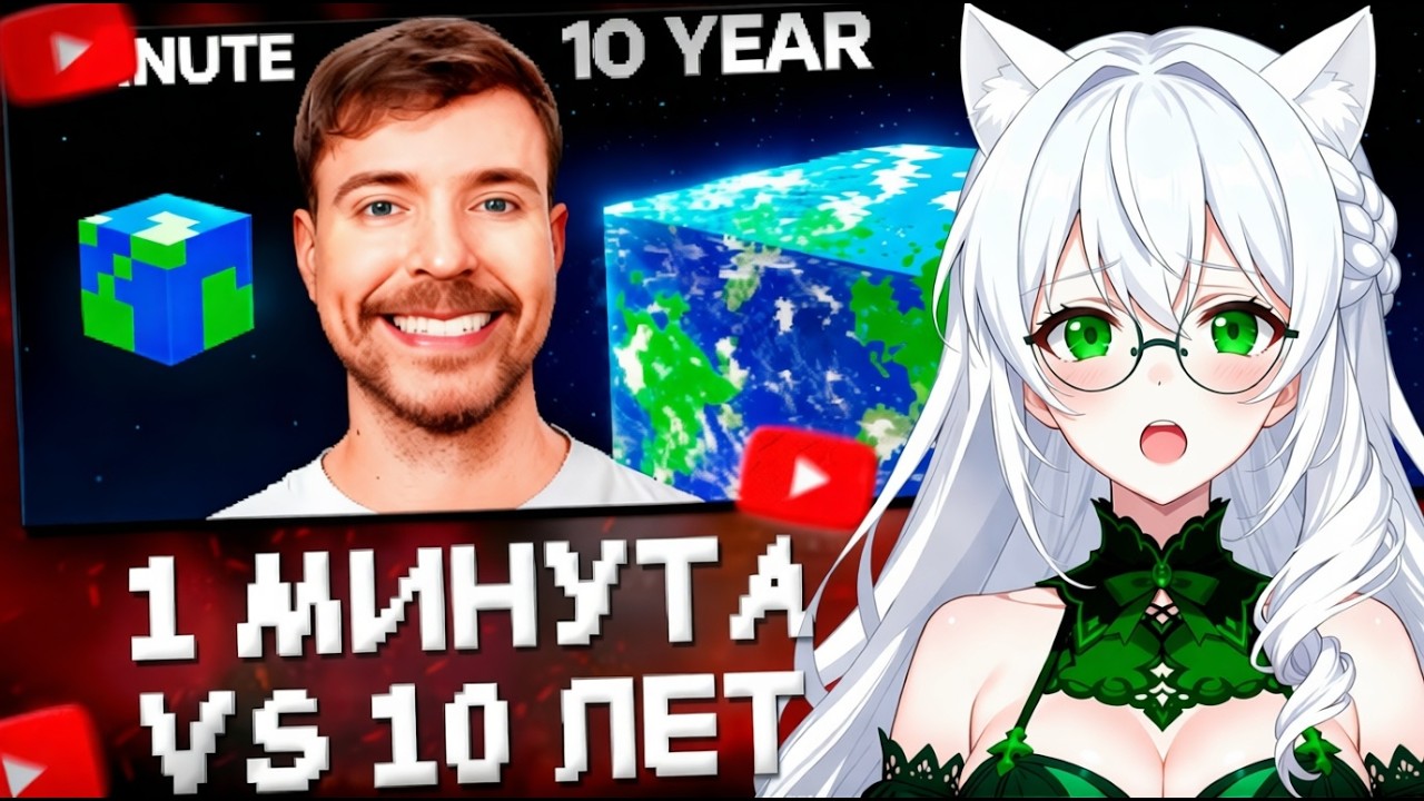 СТЕПС СМОТРИТ: 1 Минута vs 10 Лет - Челлендж По Строительству // MrBeast Gaming