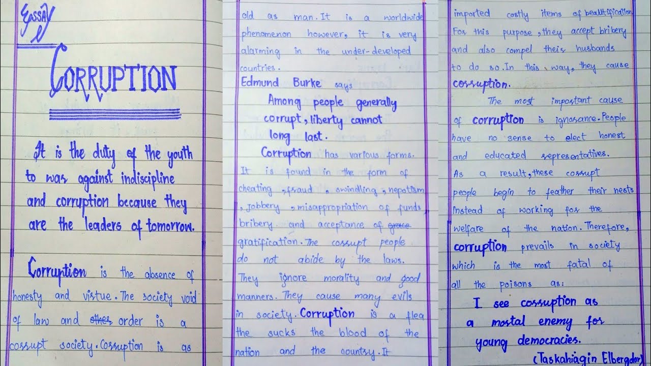 corruption essay quotations for 2nd year