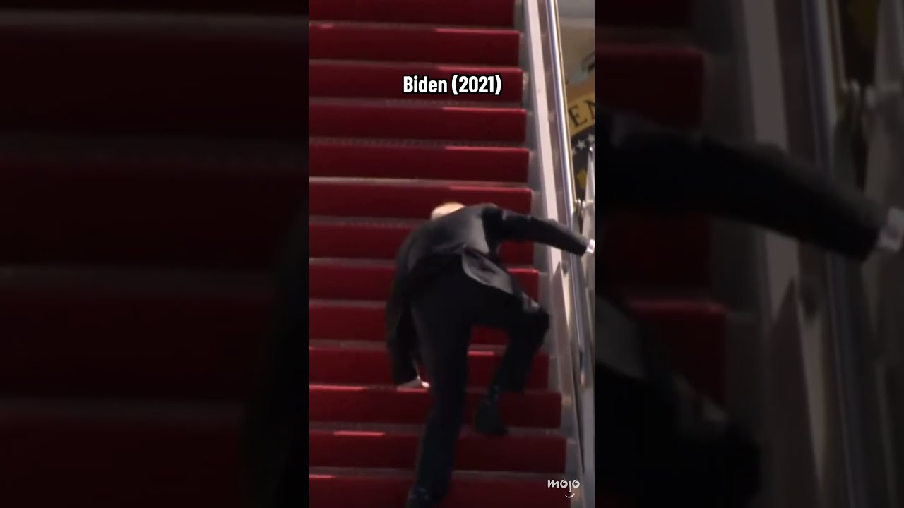 Trump Tripping On Air Force One Stairs Vs Biden