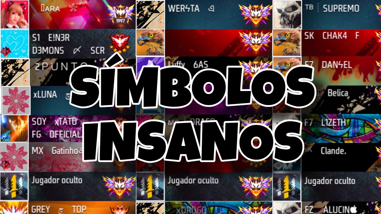 SÍMBOLOS INSANOS PARA TU NOMBRE FREE FIRE 🔥 NOMBRES INSANOS PARA FREE ...