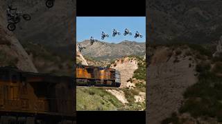 Jumping a moving train! Stomped it😮‍💨 Would you hit it for $1,000? #dirtbikes #stunts #EvelKnievel