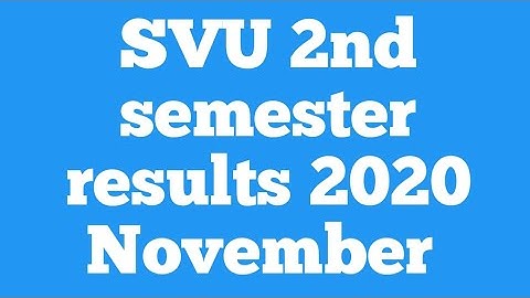 SVU 2nd semester results November 2020|Sri Venkateswara University 2nd semester results |SVU results