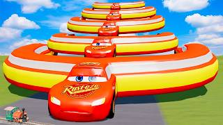 Big &amp; Small FLying Lightning McQueen vs Train | BeamNG.Drive