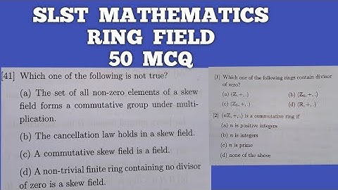RING FIELD || 50 MCQ || SLST MATHEMATICS