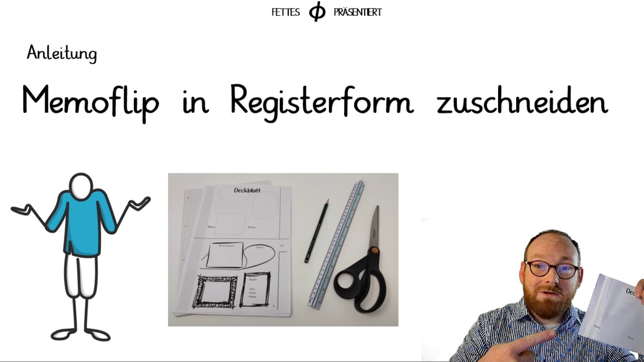 Anleitung: Memoflip in Registerform zuschneiden - Vorlage in der Beschreibung