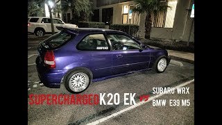 Supercharged EK Civic vs Subaru WRX & E39 M5