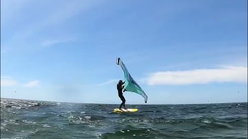 Wing foiling at the Canadian Hole on 4/13/22