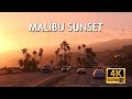 Malibu sunset  driving pacific coast highway from santa monica to malibu 4k ambient hifi stereo