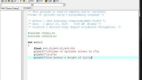 Volume of Cylinder Solver in C