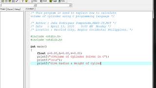 Volume of Cylinder Solver in C