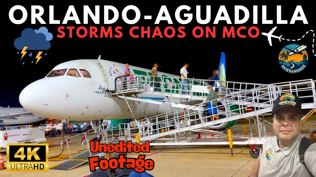 4K RAW Stormy Chaos in Orlando: Full Flight to Aguadilla on Frontier A320neo | MCO to BQN