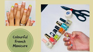 Easy French Manicure With A Twist Diy Colorful Nails Tutorial