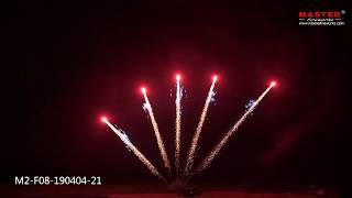 1.2 10 shot Fan Red Tail With Blue Mine Single Row Cake Fireworks