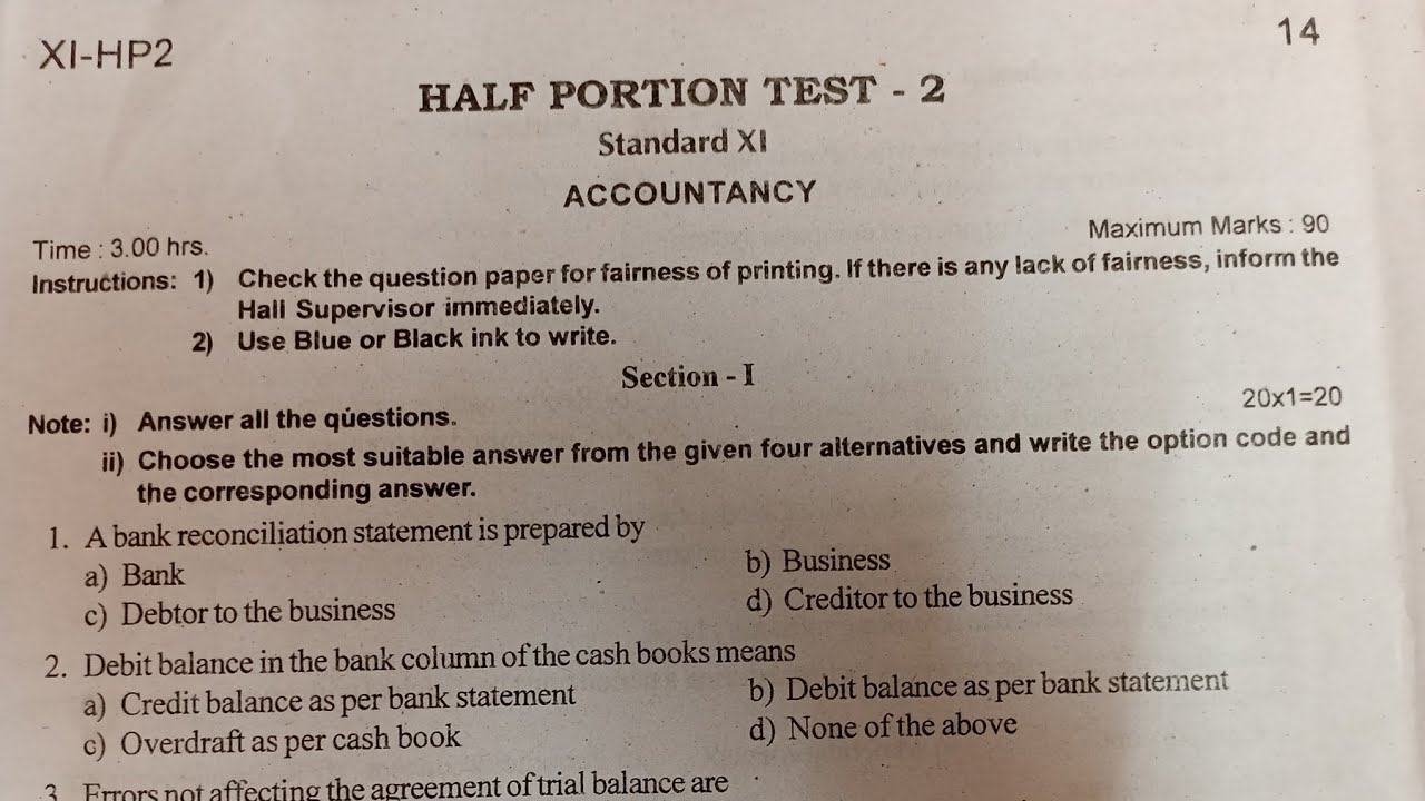 11th half portion 2 question paper accountancy11th brothers union