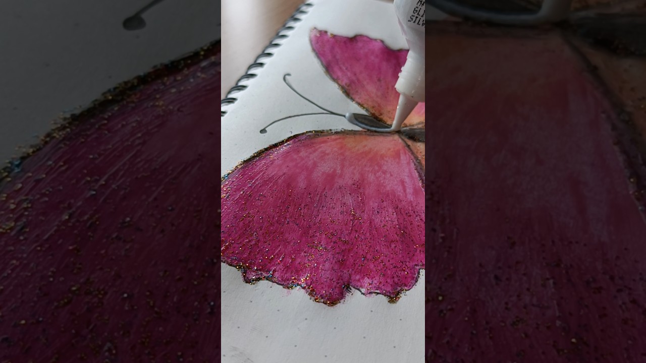 Easy oil pastels drawing glitter butterfly 🦋Very Simple and Easy Art 