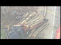 Log truck rolls over in Brockton #7news