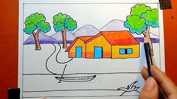 Vẽ phong cảnh quê hương | Ngôi nhà trong tranh lớp 7 | Không gian trong tác phẩm hội họa - KCart3