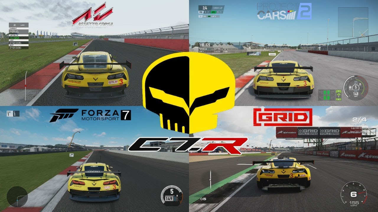 Corvette C7.R Comparison [Assetto Corsa vs. Project Cars 2 vs. Forza Motorsport 7 vs. GRID]