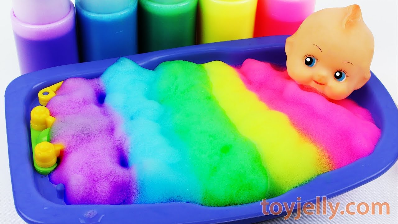 Download Learn Colors Baby Doll Body Paint Color Foam Bubble Bath Time M&M Surprise Egg Toys Fun for Kids ...