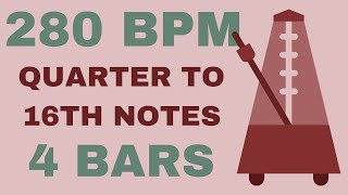 Metronome Click Track - 4 Bars Quarter to Sixteenth Notes 280 bpm - Smartronome