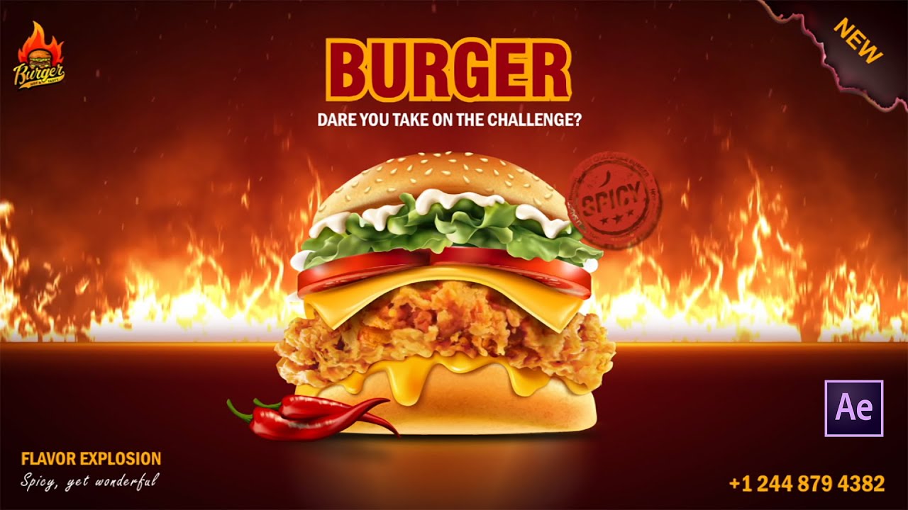 Burger Poster Animation Tutorial | Adobe After Effect | Sham Marianas
