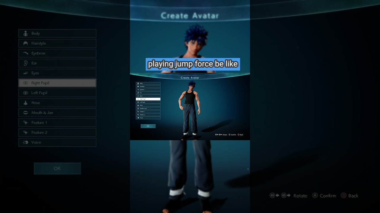 creating a avatar on jump force be like