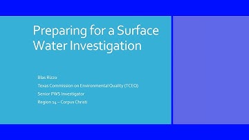 Preparing for a Surface Water Investigation