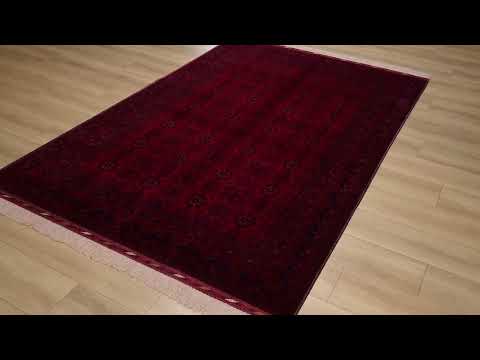 Handwoven Afghan-Patterned Wool Burgundy Bilicik Rug — review video cover image