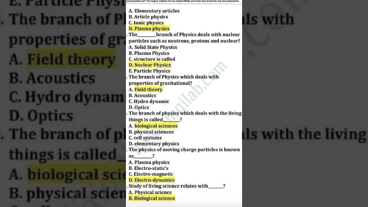 physics important MCQS 