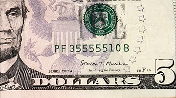 $5 dollar bills Star notes fancy serial numbers looking through $100