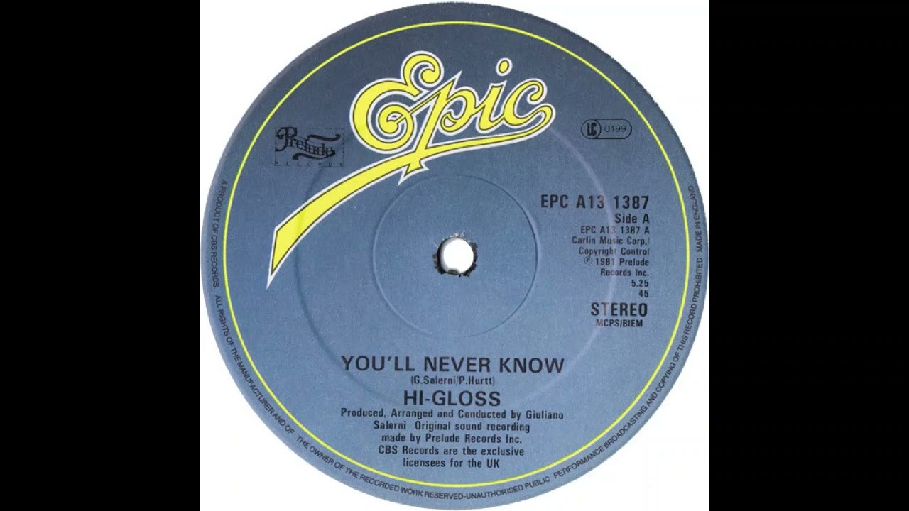 Hi Gloss - You'll Never Know (1981) - YouTube