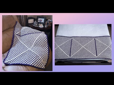 Tutorial pie de cama/manta tejido con puntos puff y punto de arroz