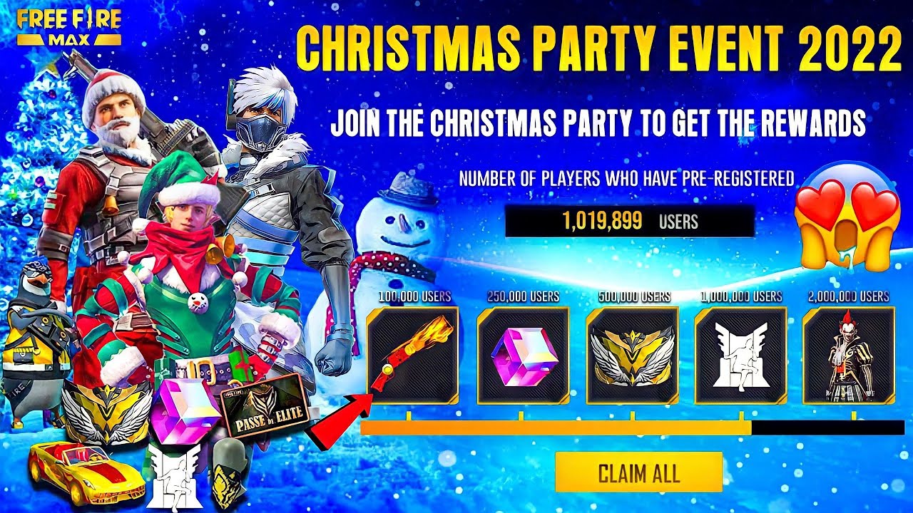 CLAIM CHRISTMAS PARTY EVENT FREE REWARDS FREE FIRE NEW CHRISTMAS