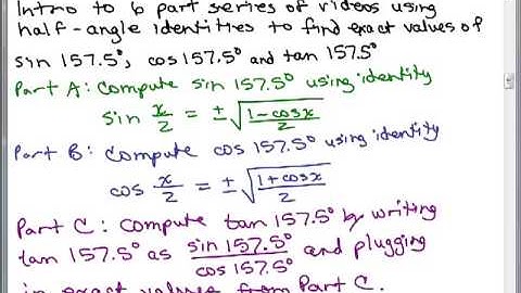 Compute using Trig Half Angle Identity 2 Intro