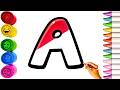 Beautiful and colourful A for Apple Drawing, Painting & Coloring for Kids & Toddlers | ABC Song #102