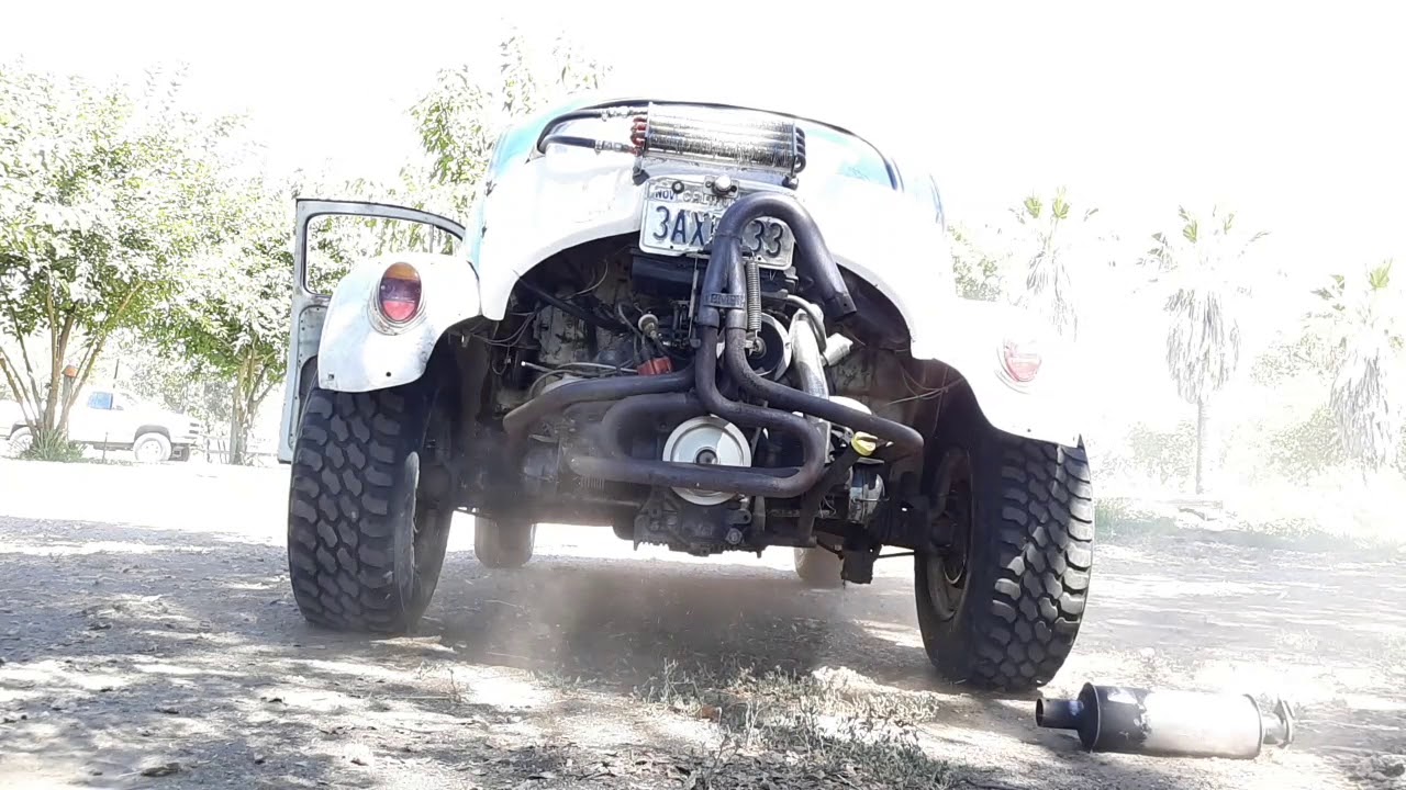 Baja bug tractor muffler vs straight pipe YouTube