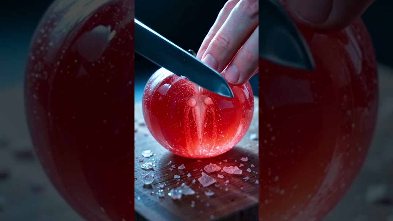 Frosted Ruby Tomato Slice | ASMR Glass Cut ❄️🍅