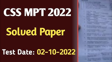 CSS-MPT(2023) Screening Test Complete Solved Paper Held on 02-10-2022|CSS Screening Test 2023
