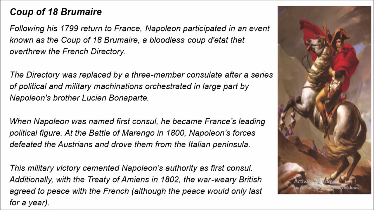 Napoleon's Bloodless Coup IN HISTORY1799Coup of 18 Brumaire YouTube