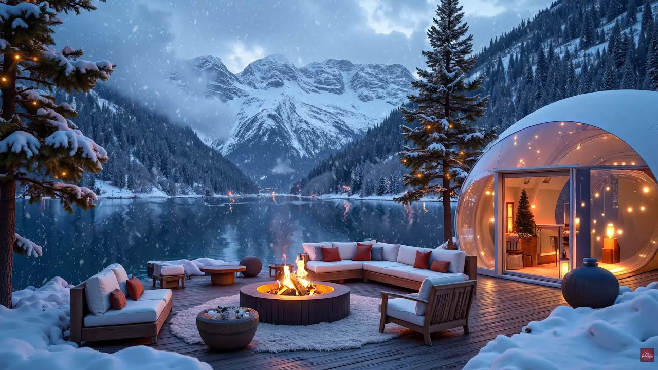 Peaceful Winter Cabin by the River ❄️🔥 Gentle Piano Music & Fireplace Sounds for Deep Relaxation