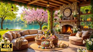 Tranquil Spring Morning by the Lake🍃Happy Easter Ambience🐇Relaxing Piano Music with Fireplace Sounds screenshot 5