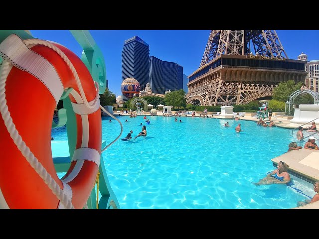 PARIS LAS VEGAS POOL, 4K TOUR of Paris Pool