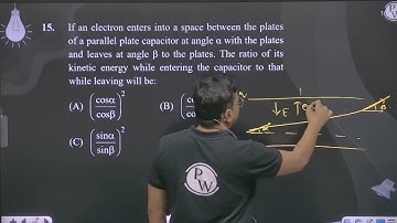 If an electron enters into a space between the plates of a parallel plate capacitor at angle &al....